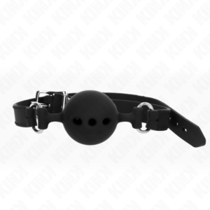 Kink - Mordaza 55 X 2 Cm de Bola 5 Cm de Silicona Completa Talla L Negro Ajustable 35-51 Cm