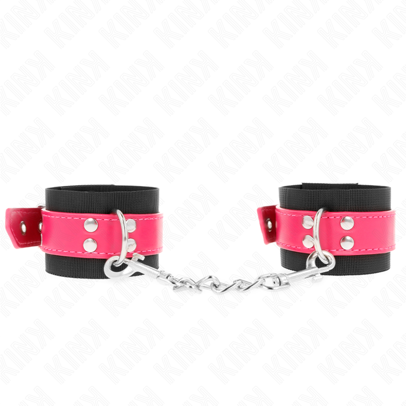 Kink - Muñequeras De Nylon Negro Con Correa Polipiel Fuscia Ajustable 19-29 Cm X 5.1 Cm 2 Kink - Muñequeras De Nylon Negro Con Correa Polipiel Fuscia Ajustable 19-29 Cm X 5.1 Cm - Imagen 2