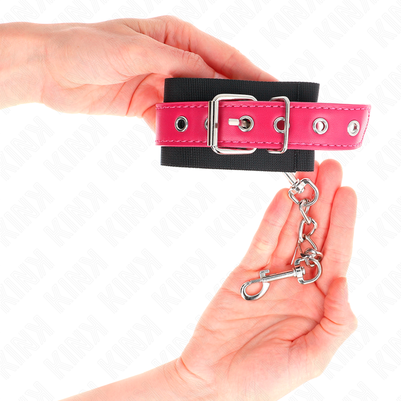 Kink - Muñequeras De Nylon Negro Con Correa Polipiel Fuscia Ajustable 19-29 Cm X 5.1 Cm 4 Kink - Muñequeras De Nylon Negro Con Correa Polipiel Fuscia Ajustable 19-29 Cm X 5.1 Cm - Imagen 4