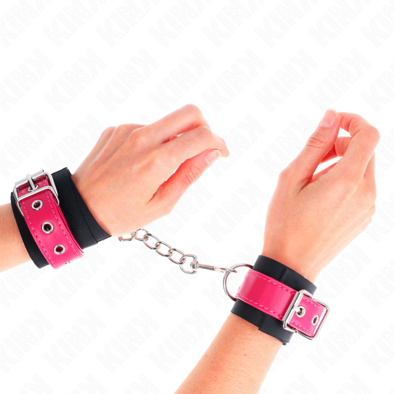 Kink - Muñequeras De Nylon Negro Con Correa Polipiel Fuscia Ajustable 19-29 Cm X 5.1 Cm 1 Kink - Muñequeras De Nylon Negro Con Correa Polipiel Fuscia Ajustable 19-29 Cm X 5.1 Cm