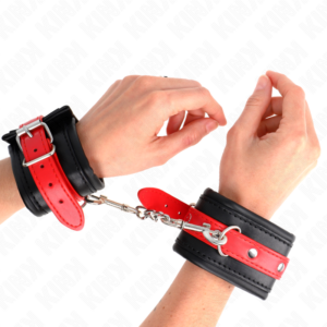 Kink - Muñequeras Negro con Correa Rojo Ajustable 17-28 Cm X 6 Cm