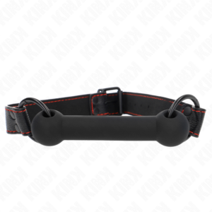 Kink - Mordaza Forma de Hueso con Correa Polipiel Negro Ajustable 41-57 Cm