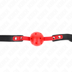 Kink - Mordaza de Bola 4 Cm Dura Hueca Rojo Correa Negra 60 X 2 Cm Ajustable 37-52 Cm