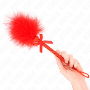 Kink - Masajeador de Cuerda de Nailon con Plumas para Cosquillas y Lazo Rojo 25 Cm