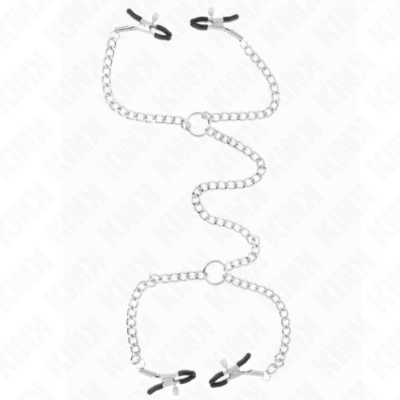 Kink - Pinzas Para Pezones Doble 32 Cm Con Cadenas 14 Cm 1 Kink - Pinzas Para Pezones Doble 32 Cm Con Cadenas 14 Cm