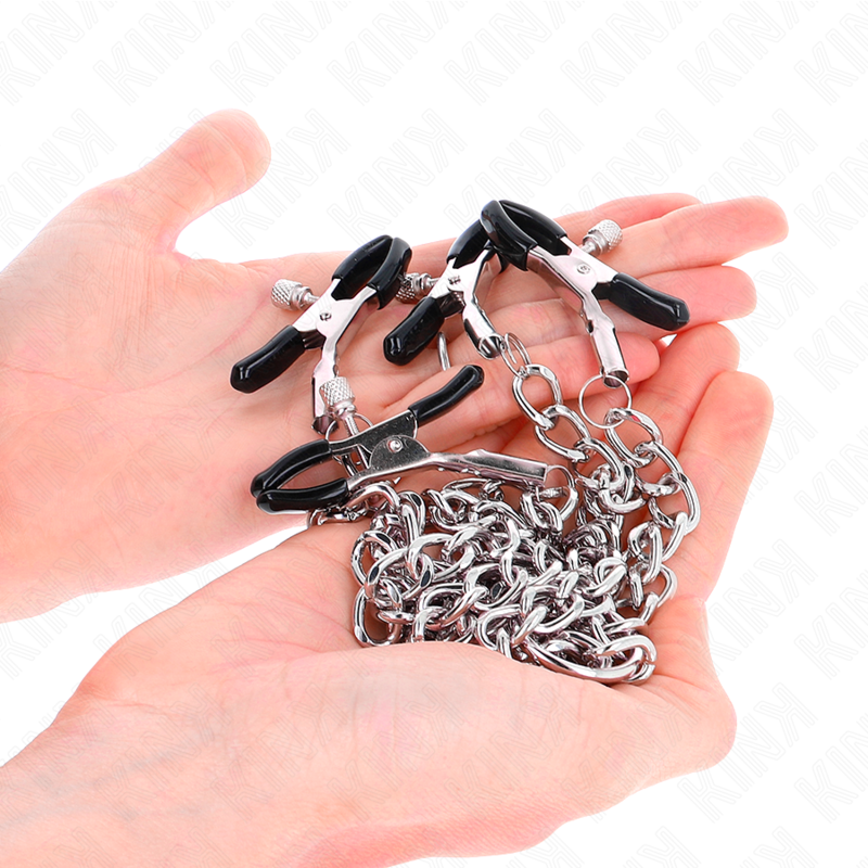 Kink - Pinzas Para Pezones Doble 32 Cm Con Cadenas 14 Cm 2 Kink - Pinzas Para Pezones Doble 32 Cm Con Cadenas 14 Cm - Imagen 2