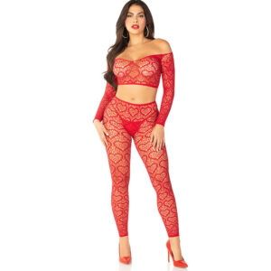 Leg Avenue - Crop Top + Medias Rojo