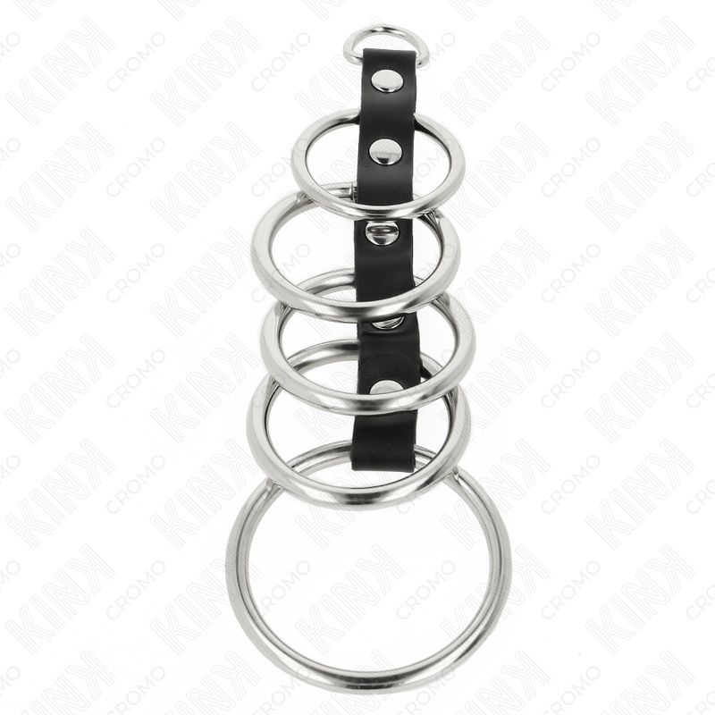 Kink - 5 Anillos Pene Metal 3.2 Cm A 5 Cm Conectados Por Polipiel 3 Kink - 5 Anillos Pene Metal 3.2 Cm A 5 Cm Conectados Por Polipiel - Imagen 3