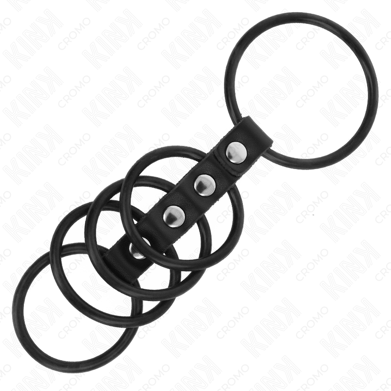 Kink - 5 Anillos Pene Silicona 3.8 Cm A 4.8 Cm Conectados Por Cuero 3 Kink - 5 Anillos Pene Silicona 3.8 Cm A 4.8 Cm Conectados Por Cuero - Imagen 3