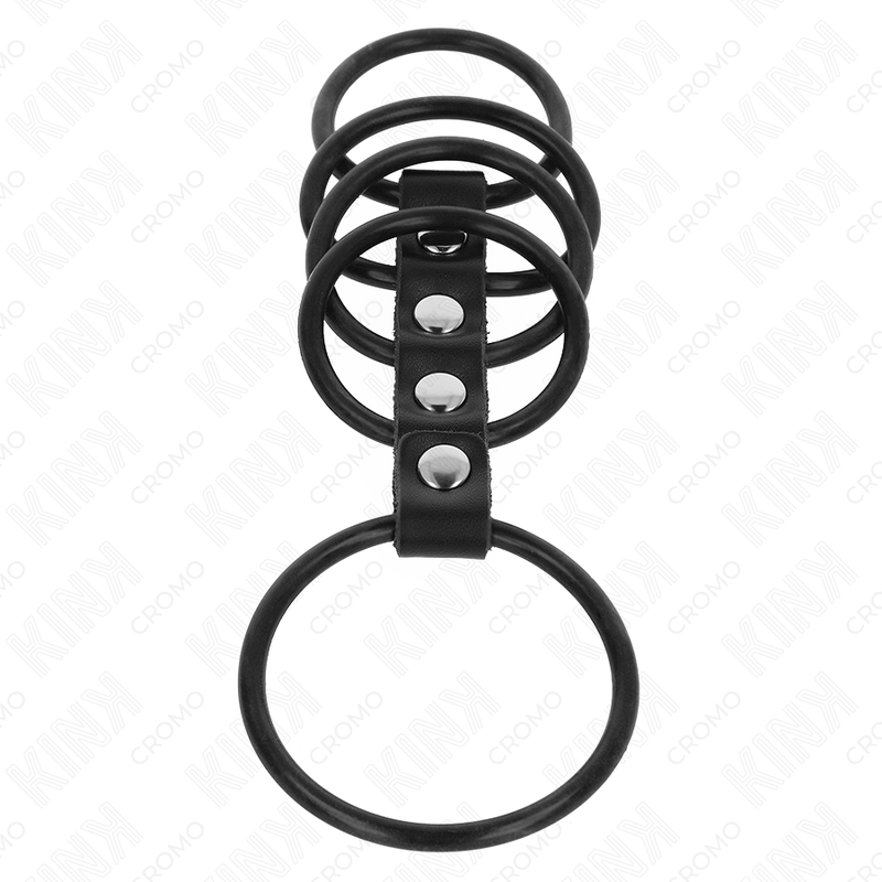 Kink - 5 Anillos Pene Silicona 3.8 Cm A 4.8 Cm Conectados Por Cuero 4 Kink - 5 Anillos Pene Silicona 3.8 Cm A 4.8 Cm Conectados Por Cuero - Imagen 4