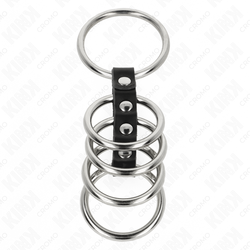 Kink - 5 Anillos Pene 3.7 Cm A 5 Cm Metal Conectados Por Cuero 3 Kink - 5 Anillos Pene 3.7 Cm A 5 Cm Metal Conectados Por Cuero - Imagen 3
