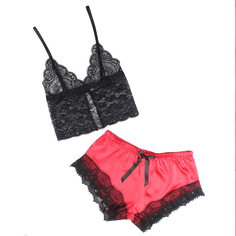 Subblime - 953959 Pijama Sexy Saten Y Encaje Negro/Rojo 4 Subblime - 953959 Pijama Sexy Saten Y Encaje Negro/Rojo - Imagen 4