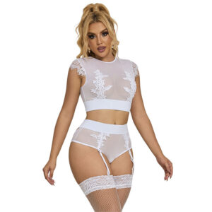 Subblime - 954031 Sujetador + Panties con Liguero Blanco
