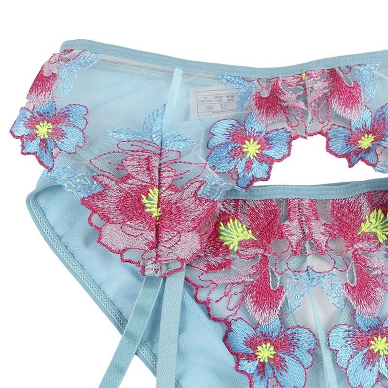 Subblime - 954109 Sujetador + Panties Con Liguero Diseño Floral Azul 8 Subblime - 954109 Sujetador + Panties Con Liguero Diseño Floral Azul - Imagen 8