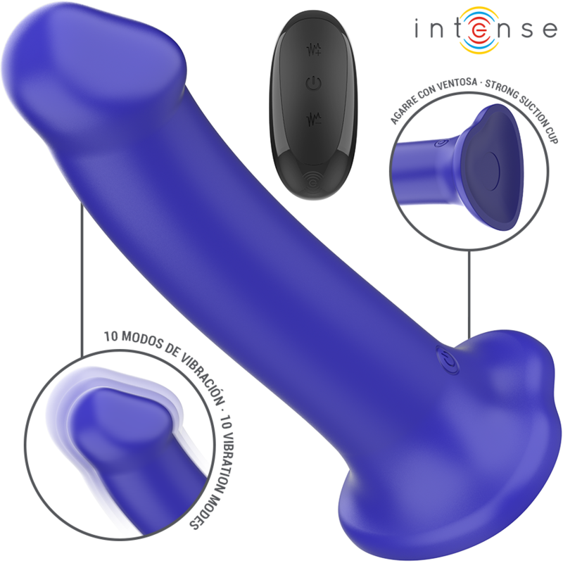 Intense - Victoria Vibrador Con Ventosa 10 Vibraciones Azul Oscuro Control Remoto 1 Intense - Victoria Vibrador Con Ventosa 10 Vibraciones Azul Oscuro Control Remoto