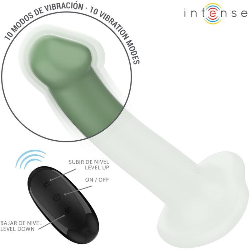 Intense - Becca Vibrador Con Ventosa 10 Vibraciones Verde Control Remoto 3 Intense - Becca Vibrador Con Ventosa 10 Vibraciones Verde Control Remoto - Imagen 3
