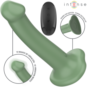 Intense - Becca Vibrador con Ventosa 10 Vibraciones Verde Control Remoto