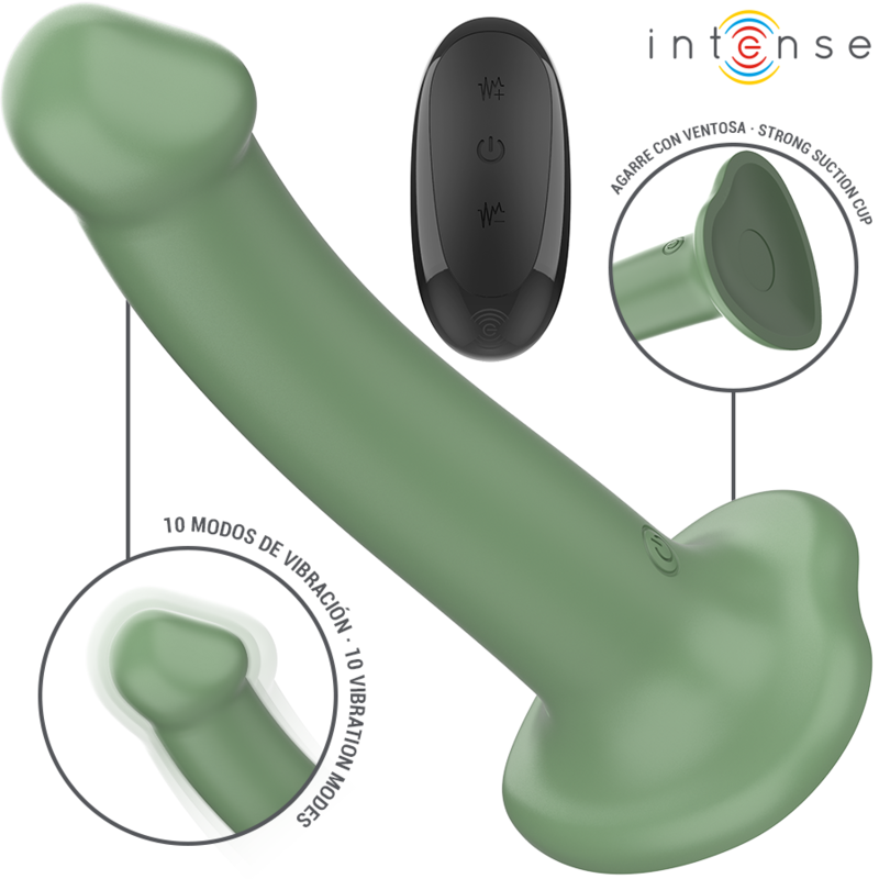 Intense - Becca Vibrador Con Ventosa 10 Vibraciones Verde Control Remoto 1 Intense - Becca Vibrador Con Ventosa 10 Vibraciones Verde Control Remoto