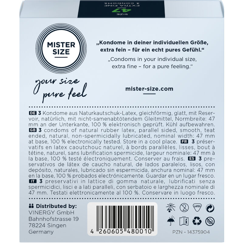 Mister Size - Preservativos Talla Xs 47 Mm (3 Unidades) 3 Mister Size - Preservativos Talla Xs 47 Mm (3 Unidades) - Imagen 3