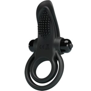 Pretty Love - Doble Anillo Vibrador + Estimulador Clítoris 10 Vibraciones Negro