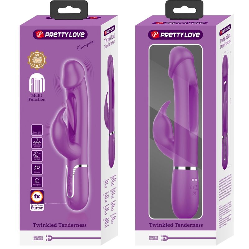 Pretty Love - Kampas Vibrador Rabbit Multifunción 3 En 1 Morado 8 Pretty Love - Kampas Vibrador Rabbit Multifunción 3 En 1 Morado - Imagen 8