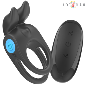 Intense - Sam Anillo Doble Vibrador Pene 10 Vibraciones Negro