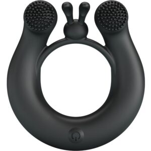 Pretty Love - Dahlia Anillo Vibrador + Estimulador de Clítois 12 Vibraciones Negro