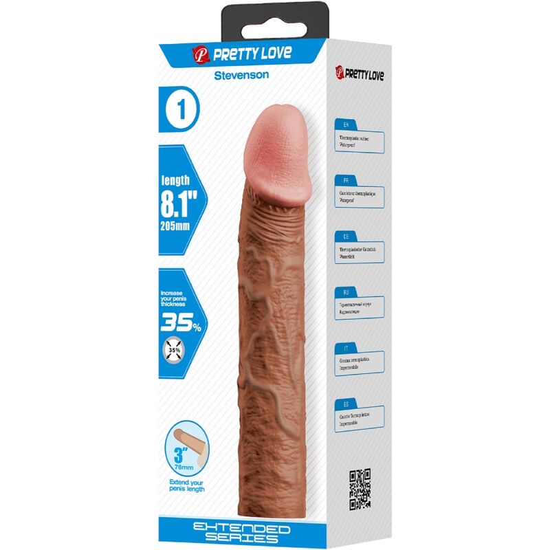 Pretty Love - Stevenson Funda Pene Con Extensión De 7.6 Cm Mulato 5 Pretty Love - Stevenson Funda Pene Con Extensión De 7.6 Cm Mulato - Imagen 5