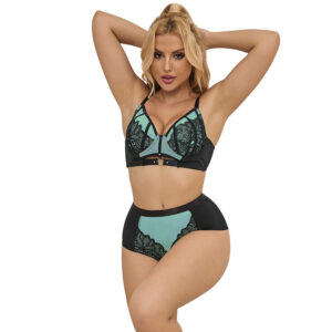 Subblime - 955557 Conjunto Sujetador con Cremallera de Malla de Charol Verde