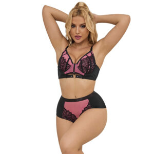 Subblime - 955571 Conjunto Sujetador con Cremallera de Malla de Charol Rosa