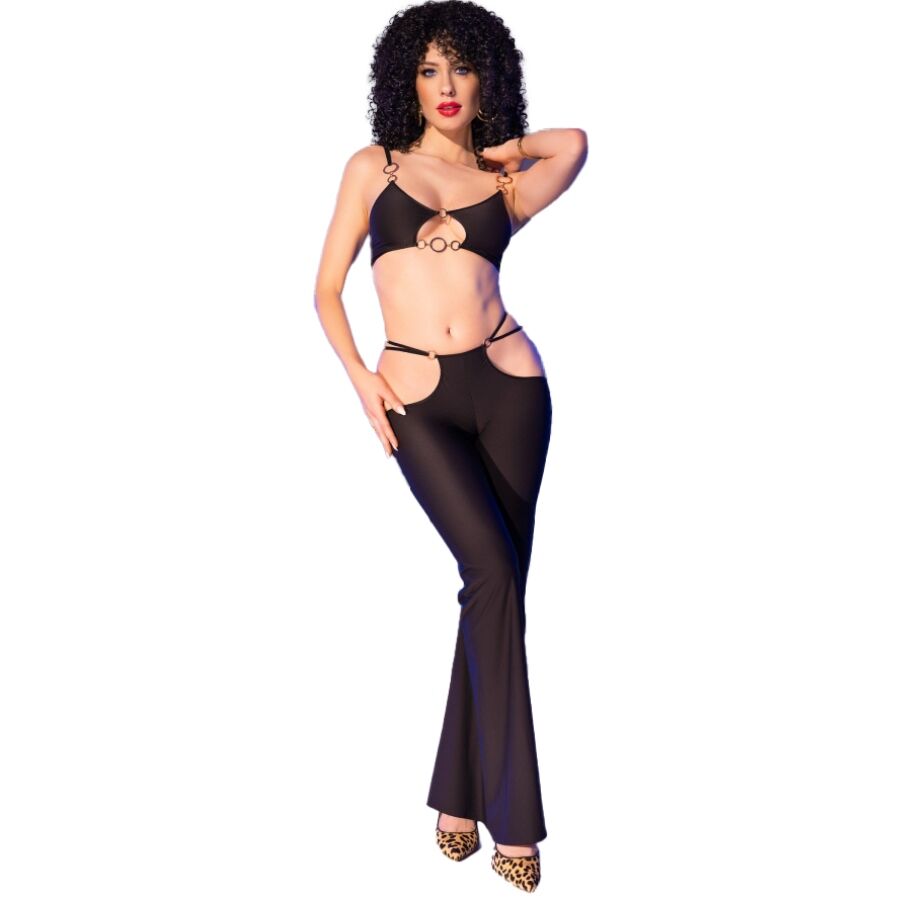 Chilirose - Cr 4851 Set Top Negro Y Leggins Con Complementos Dorados 11 Chilirose - Cr 4851 Set Top Negro Y Leggins Con Complementos Dorados - Imagen 11