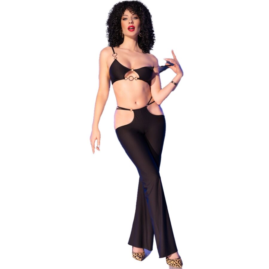Chilirose - Cr 4851 Set Top Negro Y Leggins Con Complementos Dorados 13 Chilirose - Cr 4851 Set Top Negro Y Leggins Con Complementos Dorados - Imagen 13