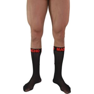 Macho - Calcetines Finos Negro/rojo