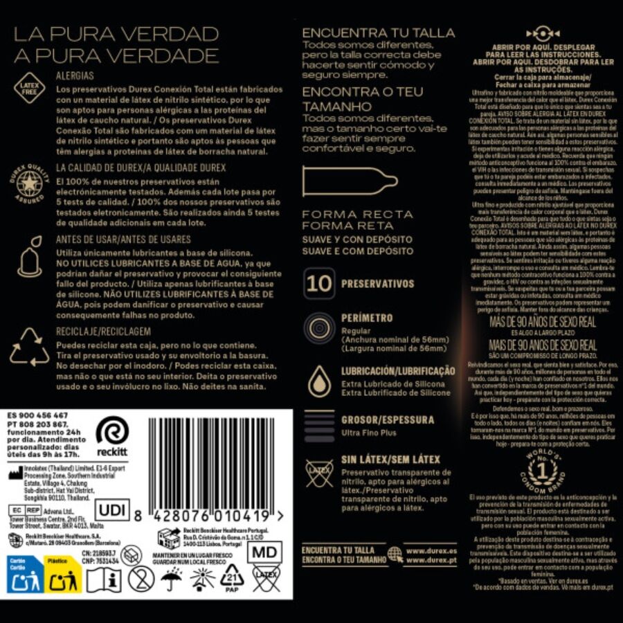 Durex - Conexión Total Ultra Fino Plus Sin Látex 10 Unidades 4 Durex - Conexión Total Ultra Fino Plus Sin Látex 10 Unidades - Imagen 4