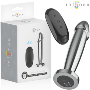 Intense - Plug Anal 10 Vibraciones Metal en Forma de Dildo con Control Remoto