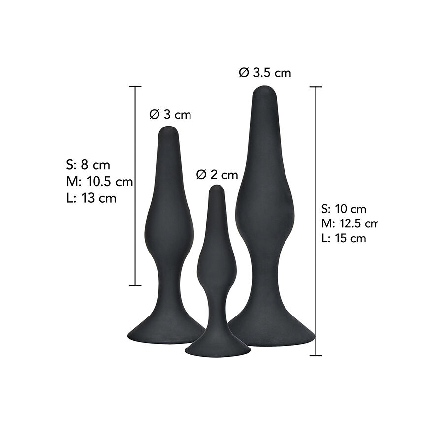 Toyjoy - Anal Play Curvy Companions Plug Anal 3 Piezas Negro 2 Toyjoy - Anal Play Curvy Companions Plug Anal 3 Piezas Negro - Imagen 2