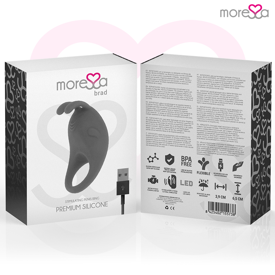 Moressa - Brad Premium Silicone Recargable Negro 7 Moressa - Brad Premium Silicone Recargable Negro - Imagen 7