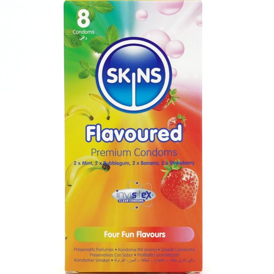 Skins - Multi Sabores Preservativos Premium Pack 8 1 Skins - Multi Sabores Preservativos Premium Pack 8