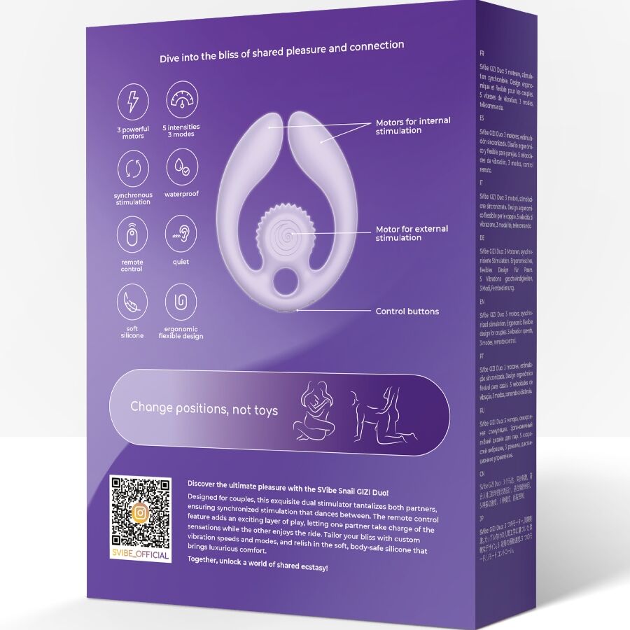 Snail Vibe - Gizi Dúo Estimulador De Parejas Control Remoto Lila 9 Snail Vibe - Gizi Dúo Estimulador De Parejas Control Remoto Lila - Imagen 9
