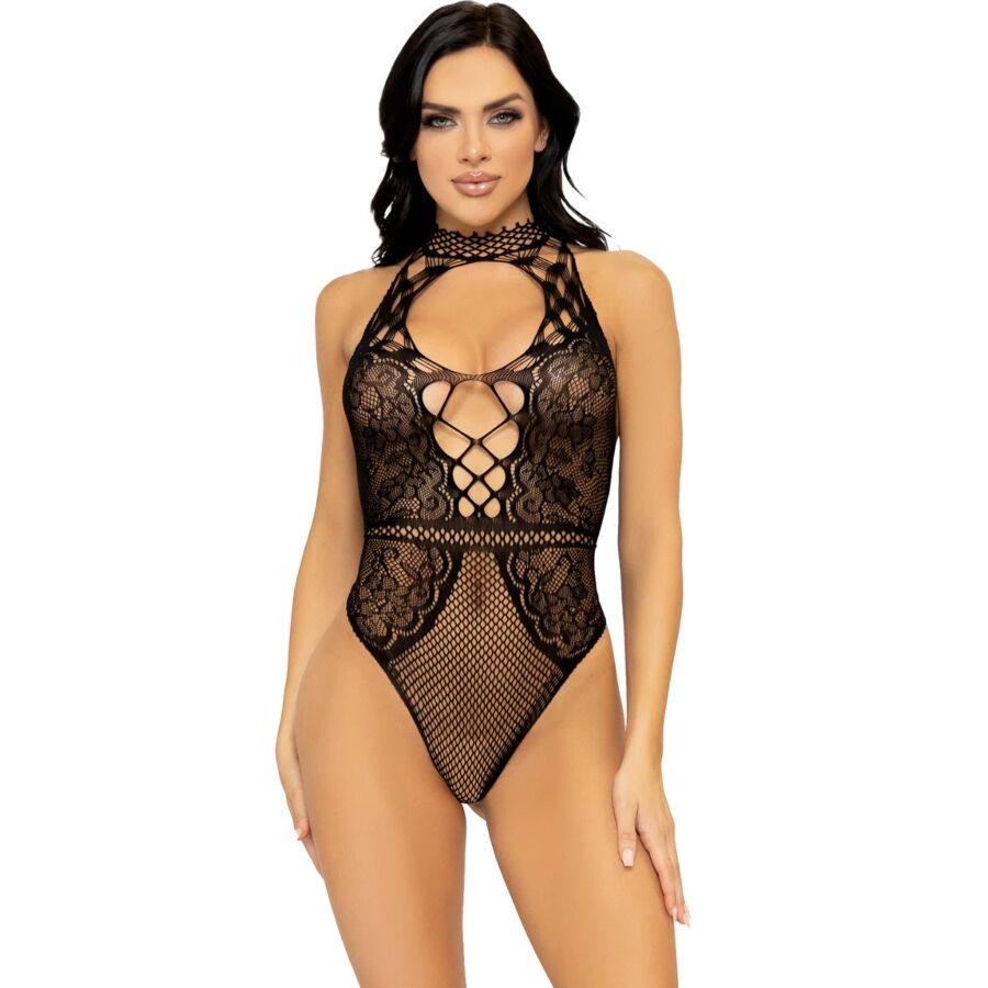 Leg Avenue - Body Con Escote Halter Y Abertura Espalda De Encaje 1 Leg Avenue - Body Con Escote Halter Y Abertura Espalda De Encaje