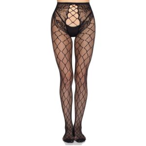 Leg Avenue - 1966 Medias de Red con Panty Sin Entrepierna Negro