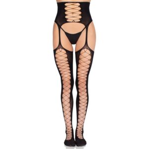 Leg Avenue - 1968 Medias de Liguero con Encaje Negro