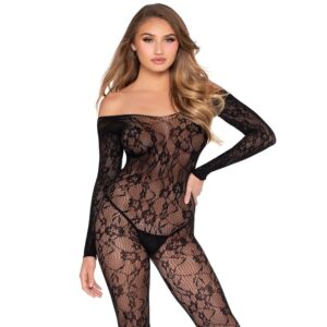 Leg Avenue - 89366 Bodystocking de Lencería de Encaje Negro