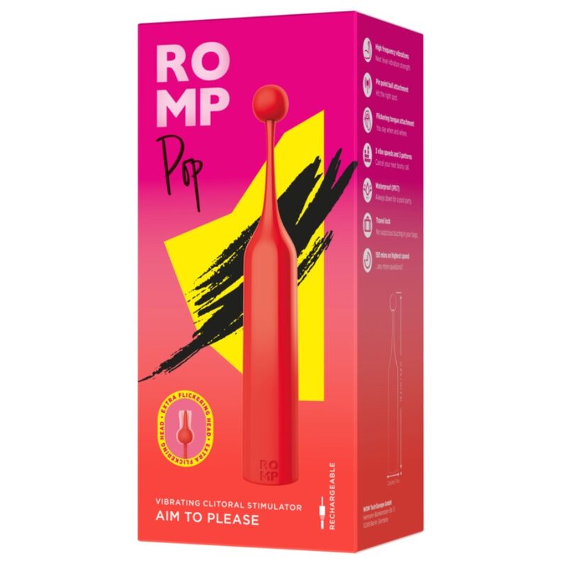 Romp - Pop Estimulador De Clítoris Alta Frecuencia Rojo 9 Romp - Pop Estimulador De Clítoris Alta Frecuencia Rojo - Imagen 9
