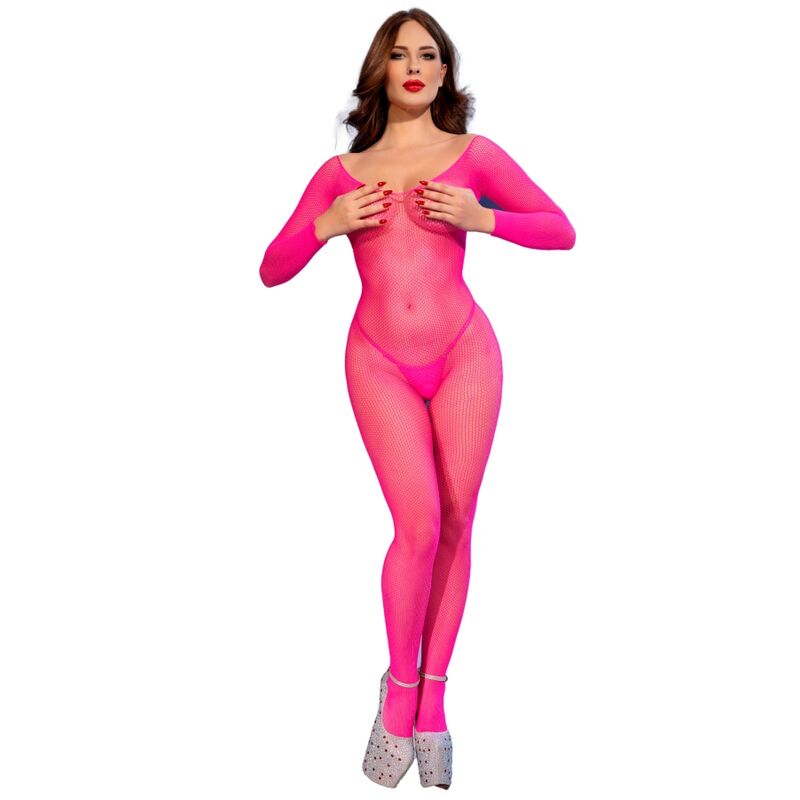 Chilirose - Cr 4894 Bodystocking Malla Rosa Neon 1 Chilirose - Cr 4894 Bodystocking Malla Rosa Neon