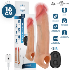 Mr Intense - Arnold L Vibrador Funda Pene Silicona Control Remoto 16 Cm -Ø- 4.5 Cm