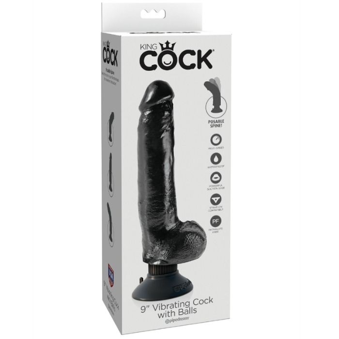 King Cock - Dildo Vibrador Con Testículos 23 Cm Negro 2 King Cock - Dildo Vibrador Con Testículos 23 Cm Negro - Imagen 2