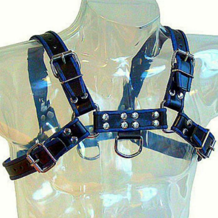 Leather Body - Arnés Cuero Azul Y Negro Chest Bulldog 2 Leather Body - Arnés Cuero Azul Y Negro Chest Bulldog - Imagen 2