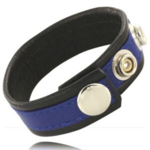Leather Body - Correa de Cuero Ajustable para Pene Azul-Negra