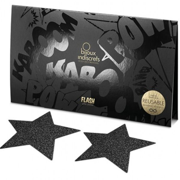 Bijoux - Indiscrets Pezoneras Flash Estrella Negro 3 Bijoux - Indiscrets Pezoneras Flash Estrella Negro - Imagen 3